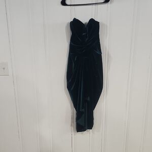House of CB Green Ruched Bustier Dress